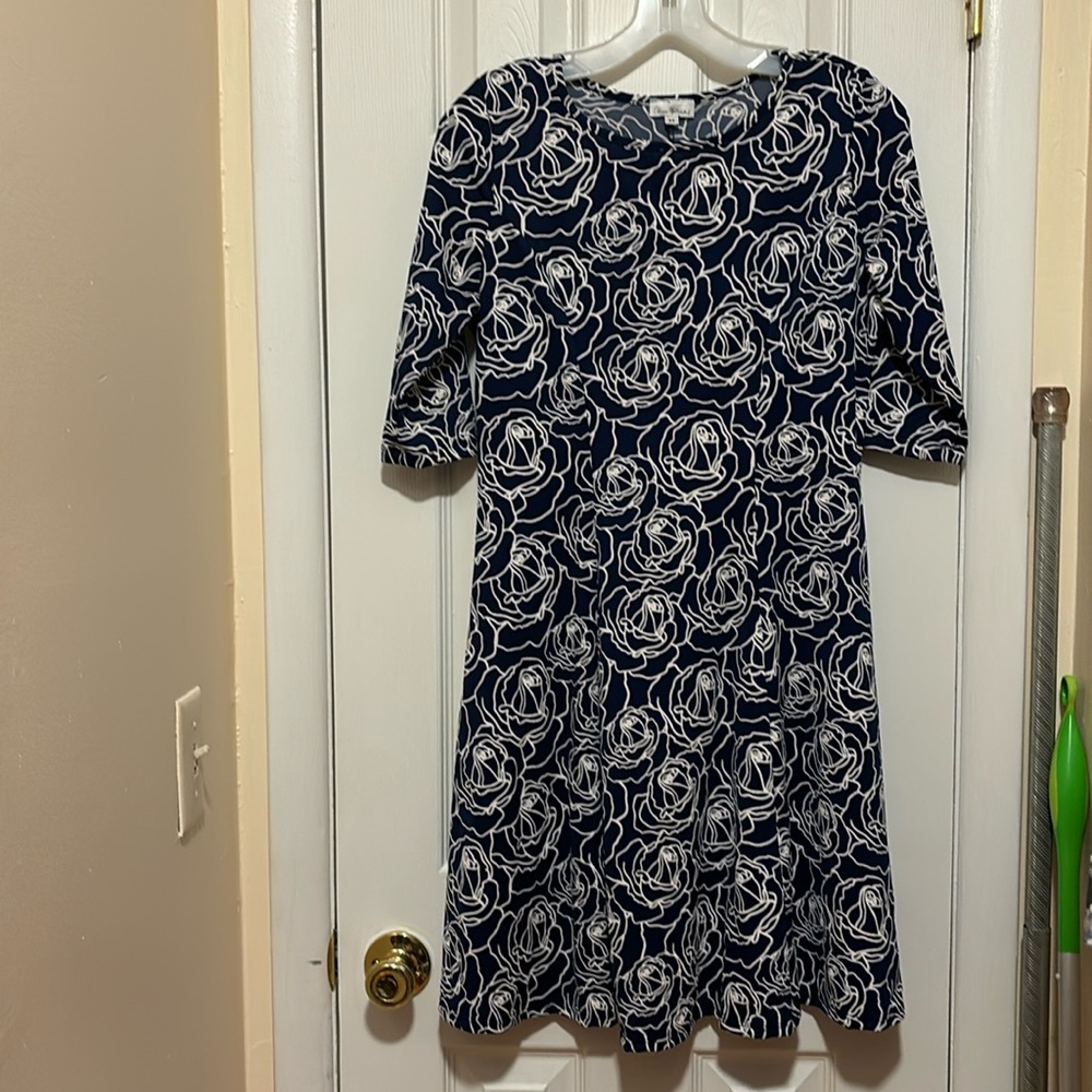 Navy Blue Dress with White Roses